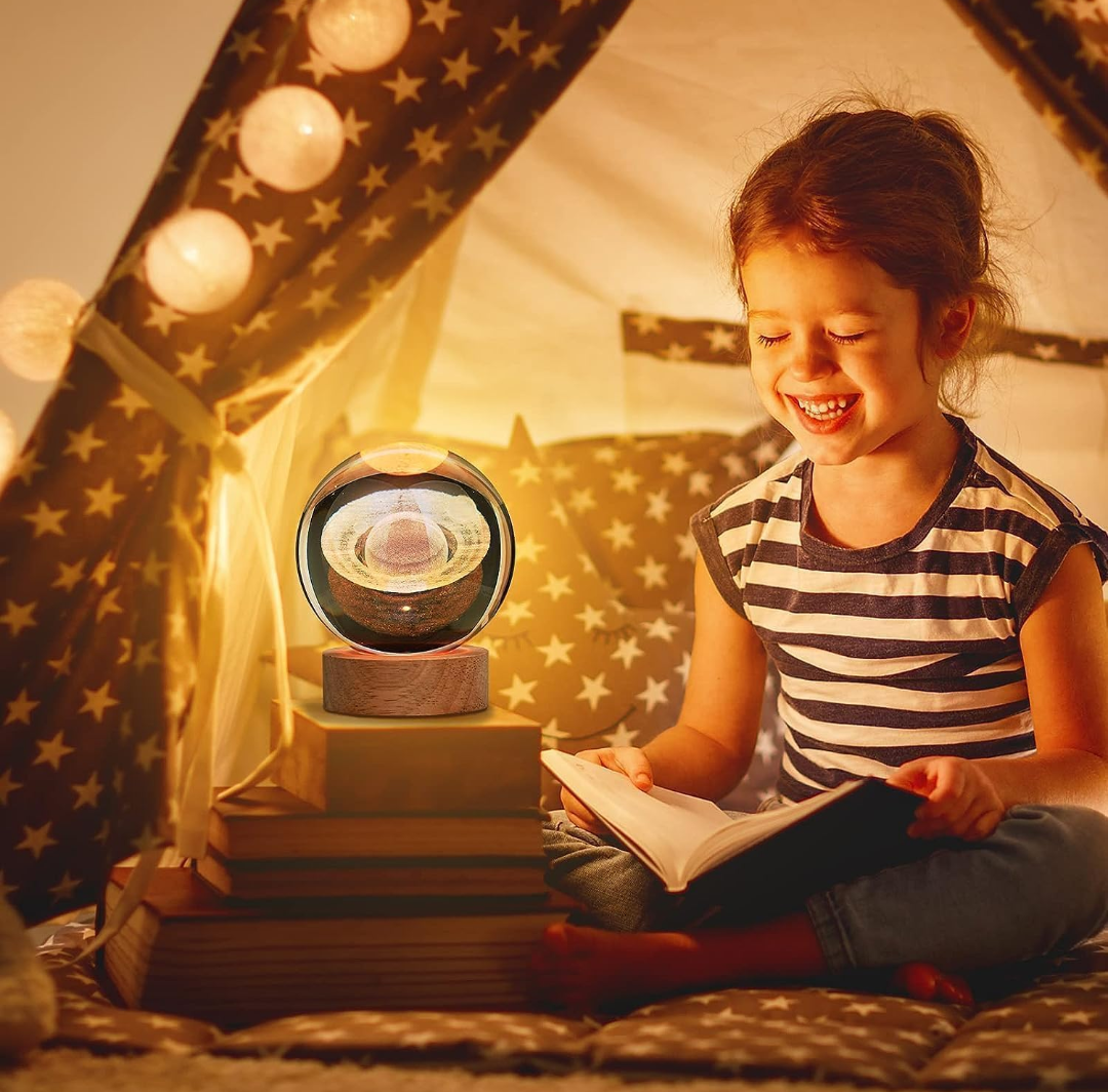 Saturn crystal Ball Night Light- Soft Warm Glow for kids” Bedrooms