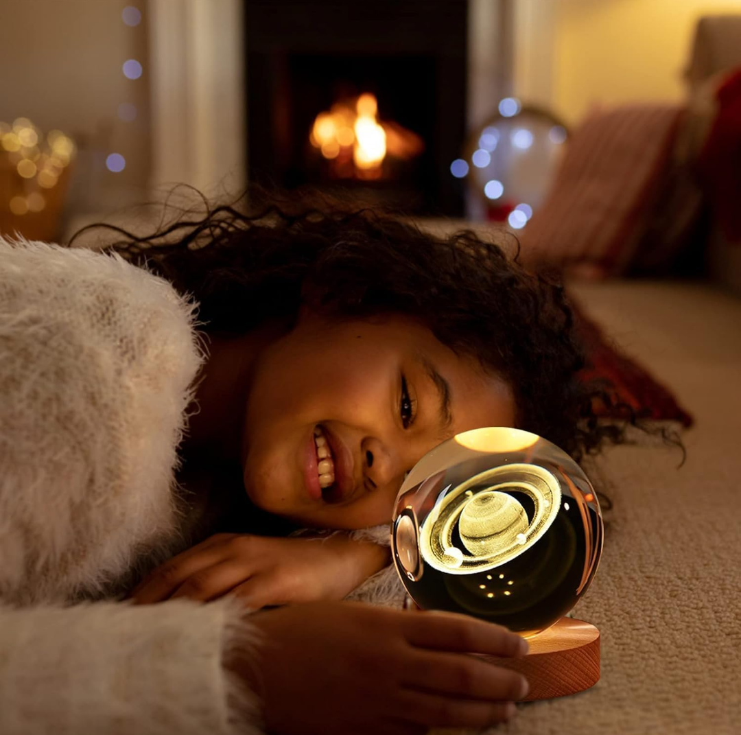 Saturn crystal Ball Night Light- Soft Warm Glow for kids” Bedrooms
