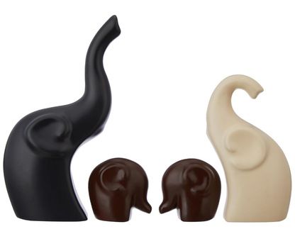 Modern Elephant Family Figurine Set - Minimalist Home Decor