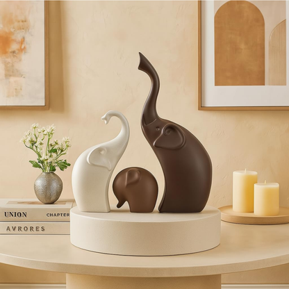 Modern Elephant Family Sculpture Set