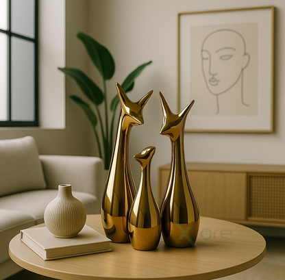 Golden Giraffe Family sculpture