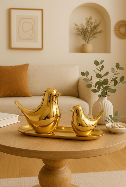 Golden Lovebirds Table Decor Set