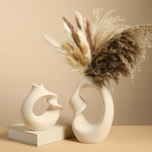 Abstract Ceramic Faces Vases- Set of 2