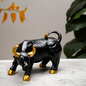 Elegant Black Bull Figurine With Golden Accents