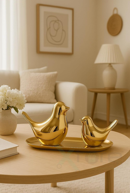 Golden Lovebirds Table Decor Set
