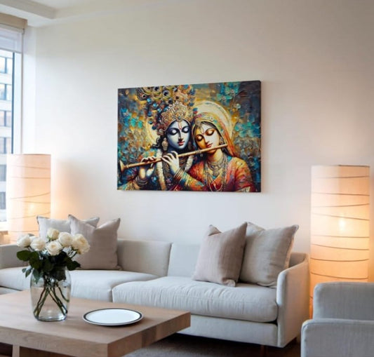 Divine Love wall Painting - Radha Krishna Art
