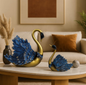 Elegant Blue Swan Couple Showpiece