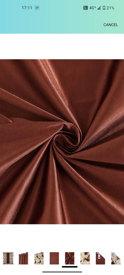 Elegant Brown Floral Window Curtain Set
