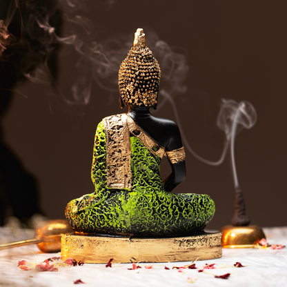 Elegant Black & Blue Meditating Buddha Idol