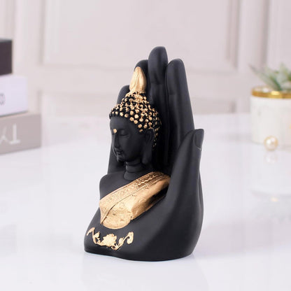 Black & Gold Buddha in Hand Showpiece