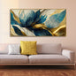 Elegant Blue & Gold Floral Canvas Wall Art
