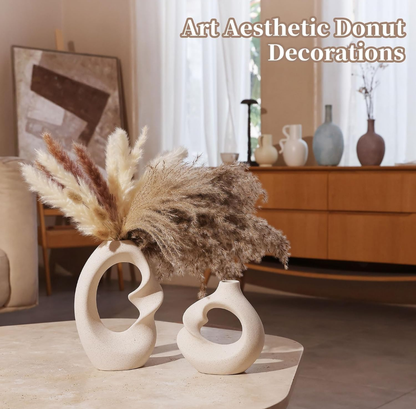 Abstract Ceramic Faces Vases- Set of 2