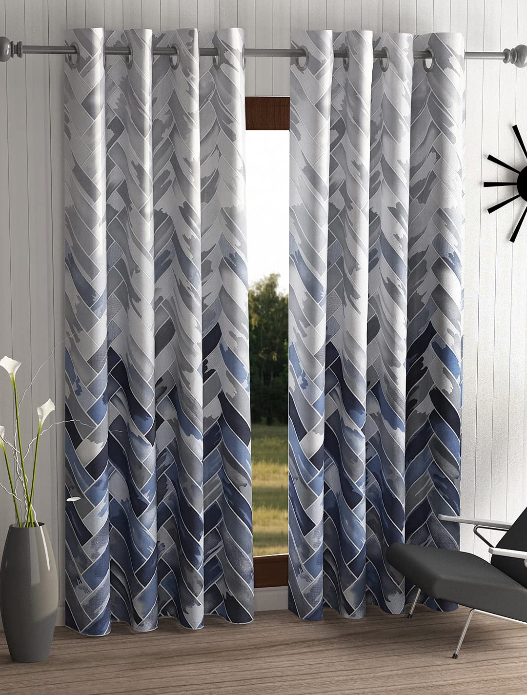 Geometric Grey Blackout Curtains Fabric