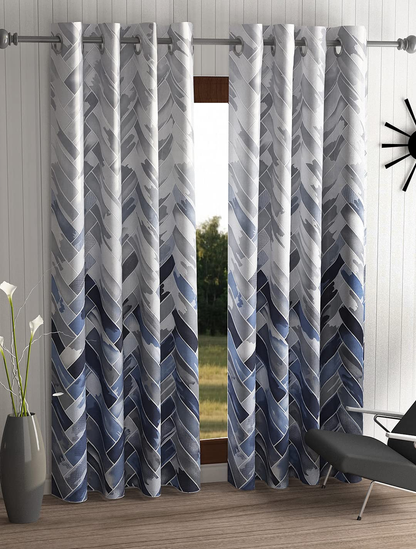 Geometric Grey Blackout Curtains Fabric
