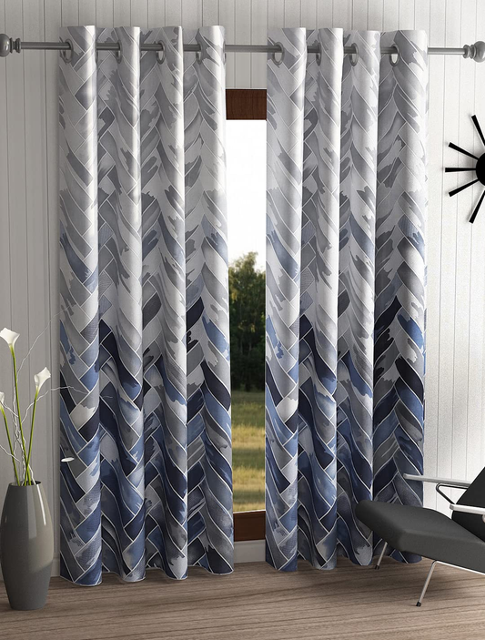 Geometric Grey Blackout Curtains Fabric