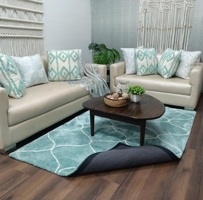 Aqua Geometric Patterned Area Rug
