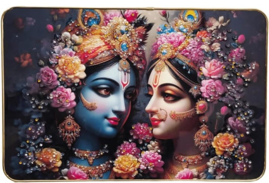 Divine Radha Krishna Floral Wall Art Panel