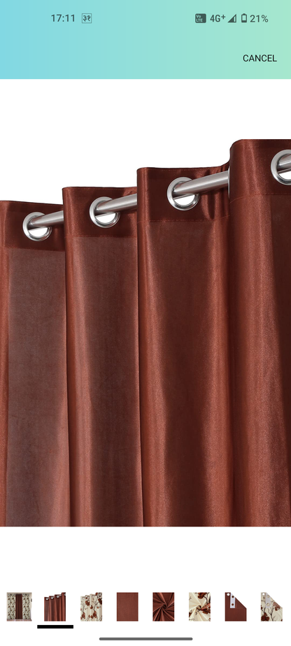 Elegant Brown Floral Window Curtain Set